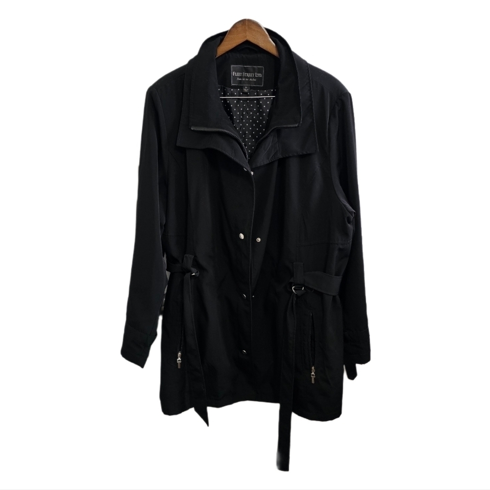 Fleet Street black belted lined raincoat size 2X - Picture 1 of 10